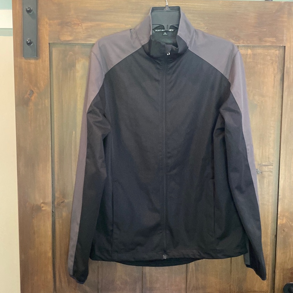 E935- Black & Grey Unisex Port Authority Sz. S Zip Jacket All Weather NWOT